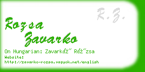 rozsa zavarko business card